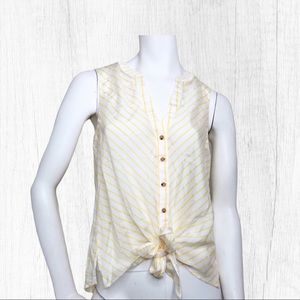 Anthropologie Maeve yellow white striped blouse